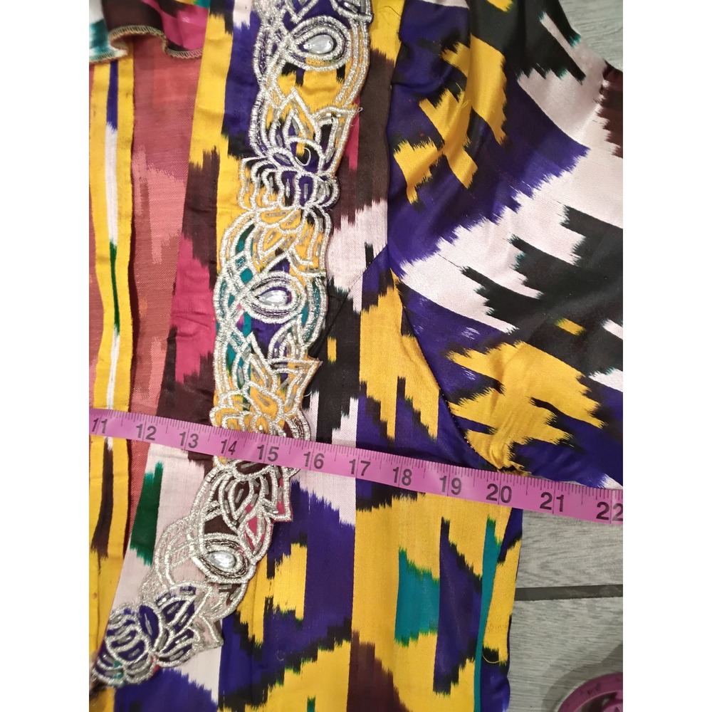 Boho Multicolor Embroidered‎ Kimono Duster Robe - Picture 7 of 7